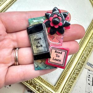 Vintage Book Pins by Lucinda Share a Book Learn to Read Pin Librarian Gift